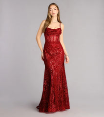 Anna Glitter Sequin Lace-Up Formal Dress
