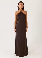 Samaria Halter Maxi Dress - Chocolate