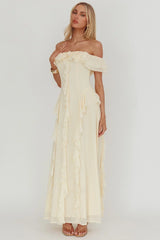 Scarlet Off-Shoulder Ruffle Trim Maxi Dress Butter